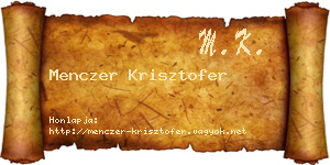 Menczer Krisztofer névjegykártya